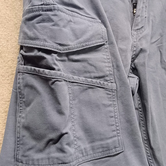 Carhartt Mens 39" Work Shorts Blue Khaki Loose Canvas Utility Carpenter (Tag 38) - Picture 3 of 6